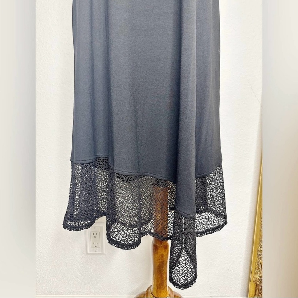 Eileen Fisher Black Sleeveless Viscose Lycra Blend Midi Dress Size Large Petite - Picture 3 of 6